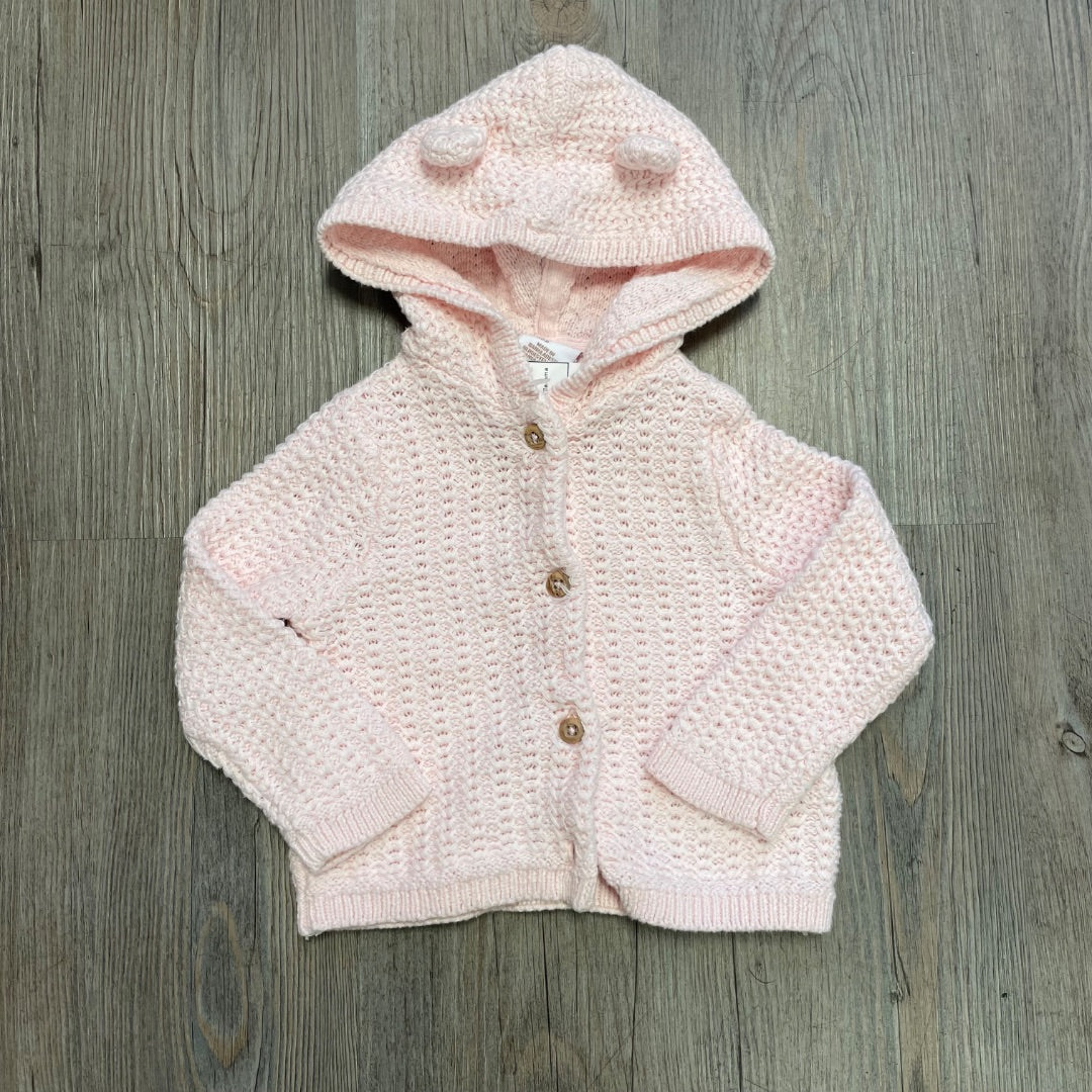 Pink Tommy Bahama Hooded Knit Cardigan, 6-9M