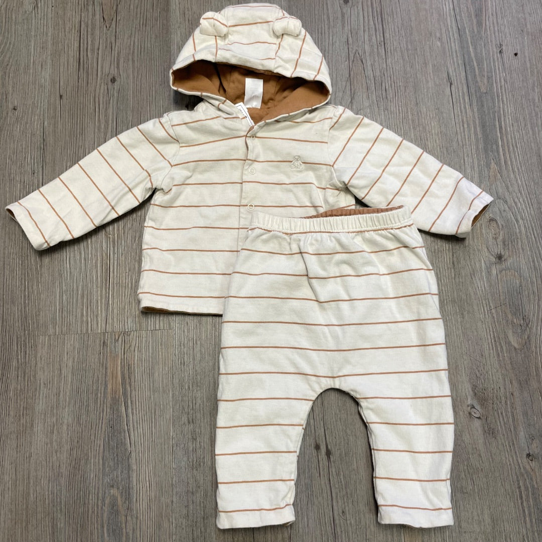 Brown Striped Gap 2PC Clothing Set, 3-6M