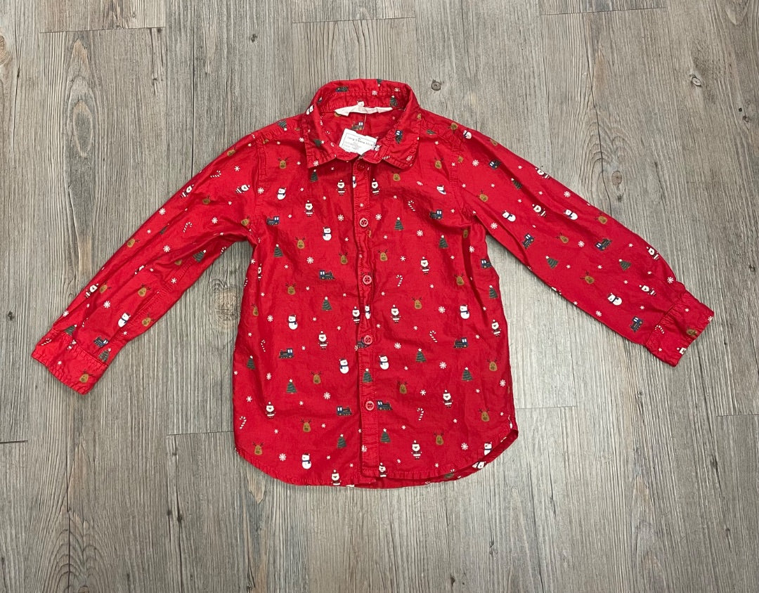 Red H&M Long Sleeve Shirt, 4Y