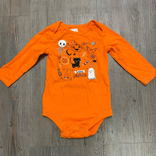 Halloween Pattern George Long Sleeve Onesie, 12-18M