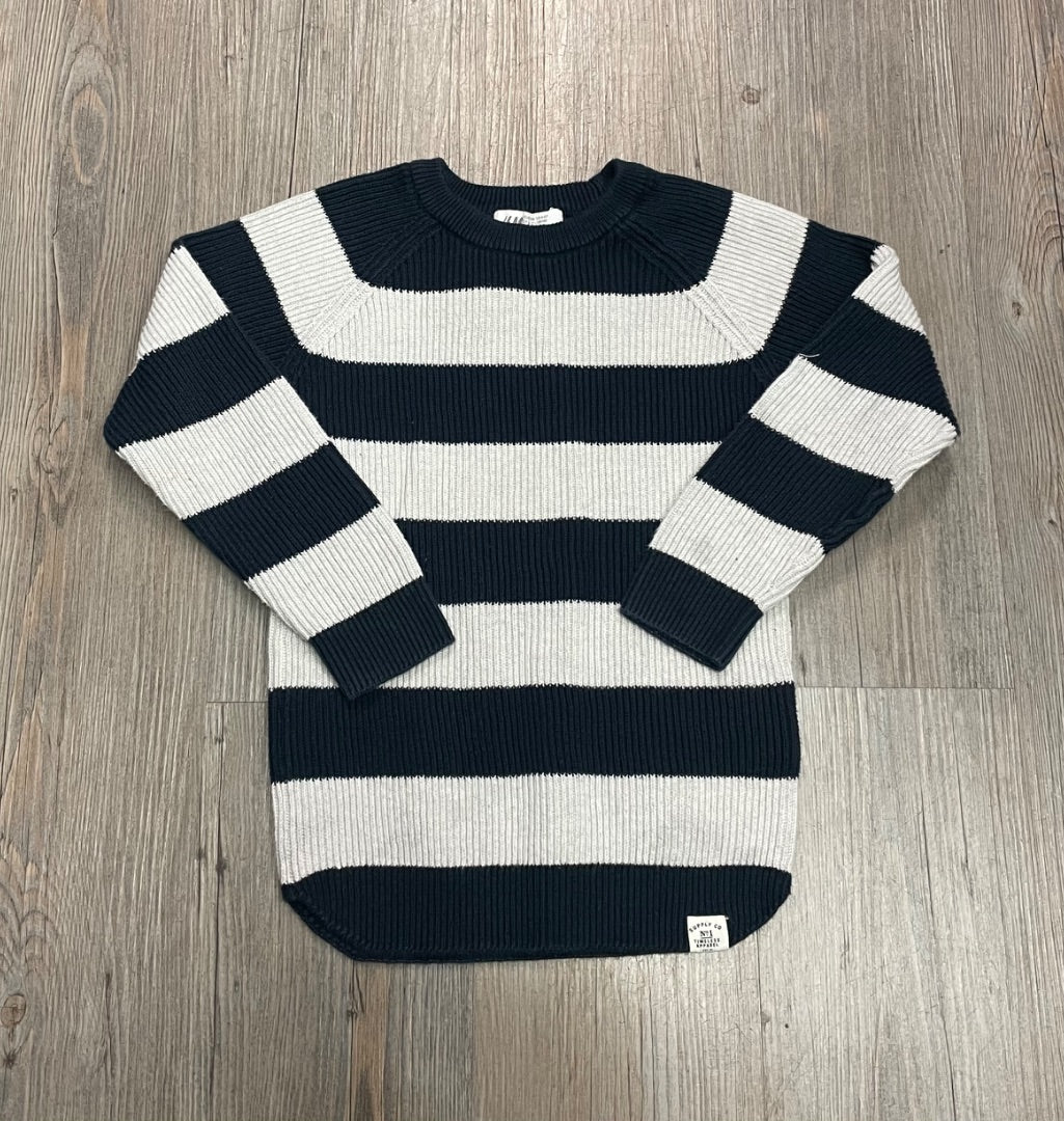 Navy Stripe H&M Long Sleeve Knit Sweater, 4-6Y