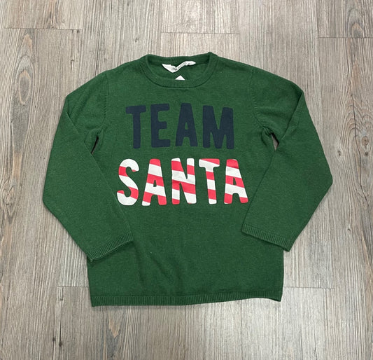 Green H&M Knit Long Sleeve Sweater Team Santa, 4-6Y