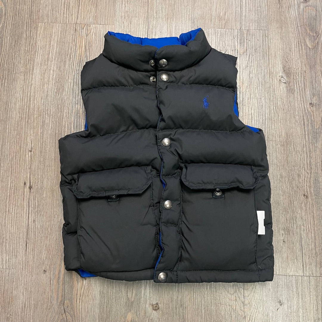 Blue Black Polo Ralph Lauren Reversible Down vest, 4Y