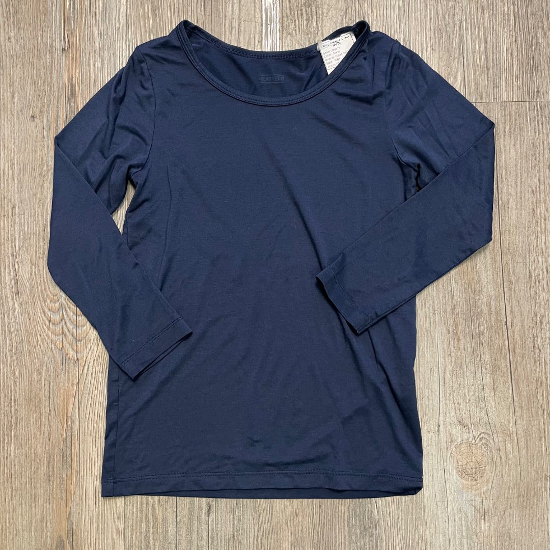 Navy Heat Tech Long Sleeve Crew Neck, 7-8Y