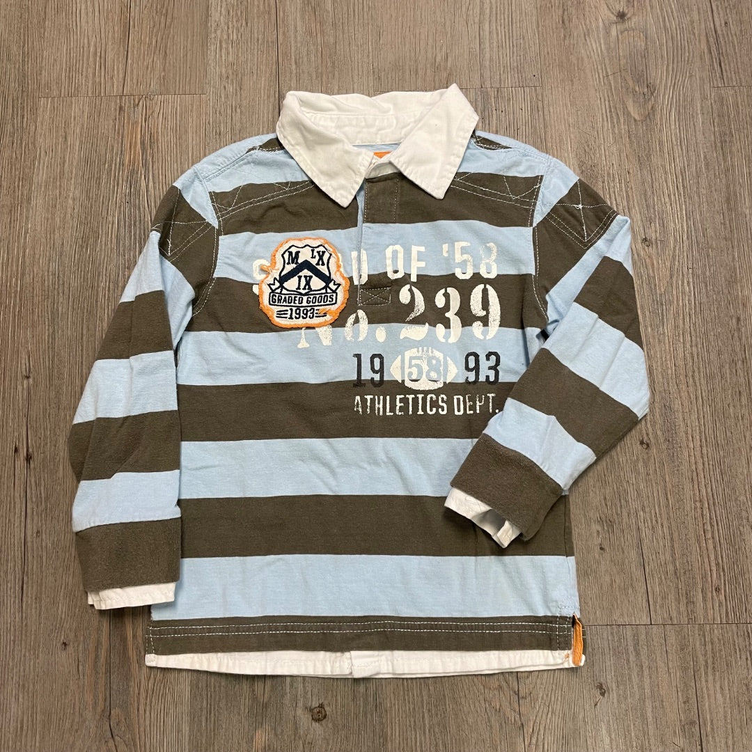 Blue Brown H&M Polo Long Sleeve, 4-6Y