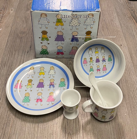 Purple Multi Colour Kids Porcelain Dish Set