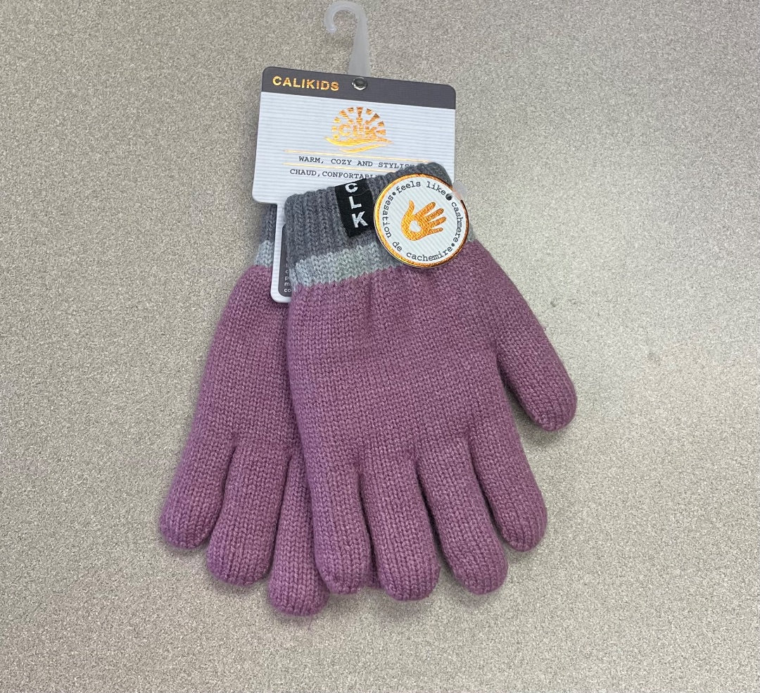 Dark Pink CaliKids Soft Lined Knit Gloves, 2-5Y
