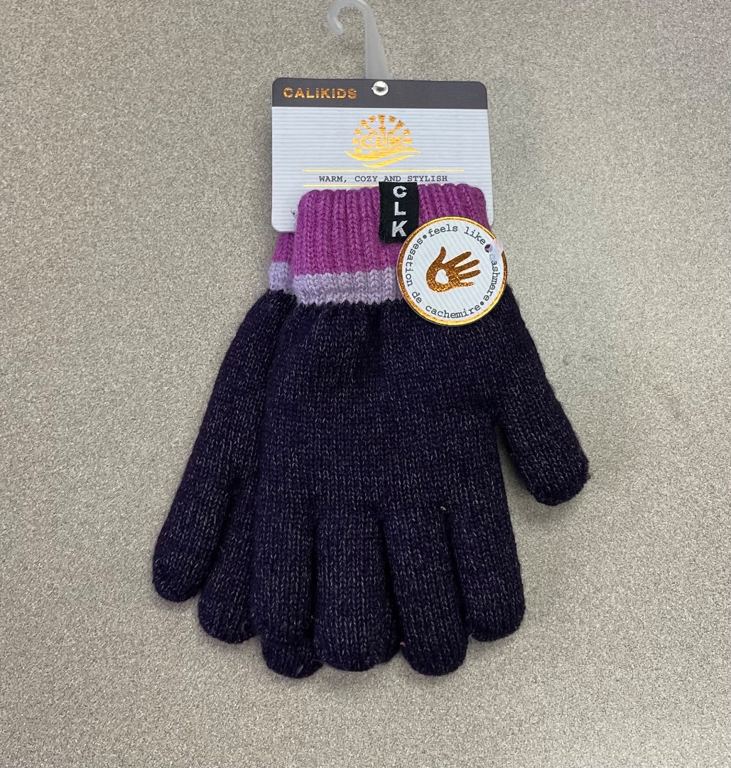 Purple CaliKids Soft Lined Knit Gloves, 2-5Y