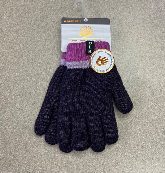 Purple CaliKids Soft Lined Knit Gloves, 2-5Y