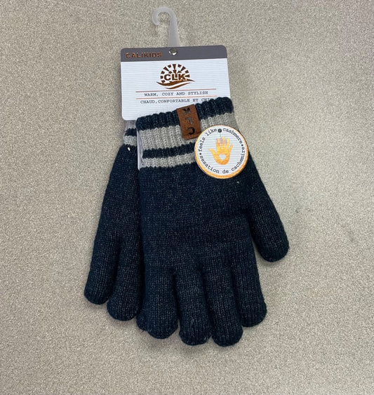 Navy CaliKids Soft Lined Knit Gloves, 2-5Y