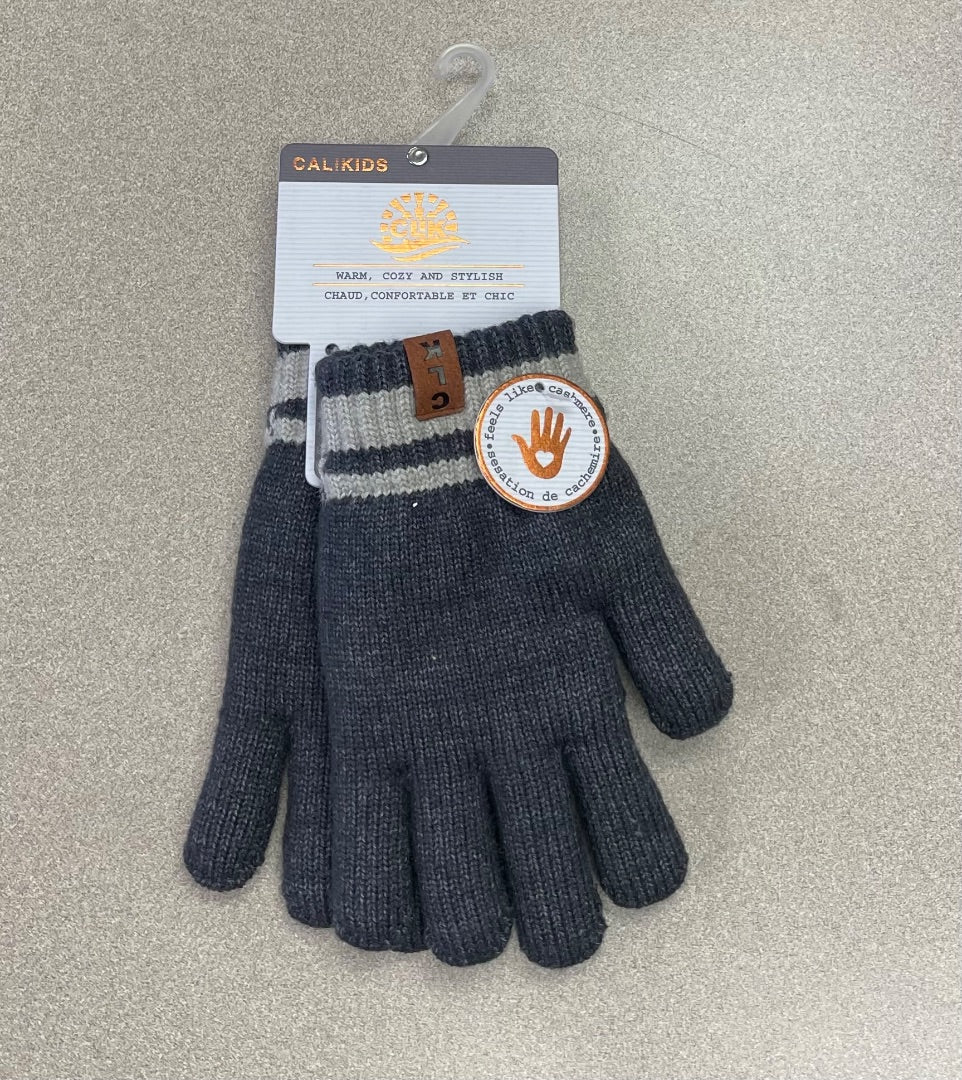 Graphite CaliKids Soft Lined Knit Gloves, 2-5Y