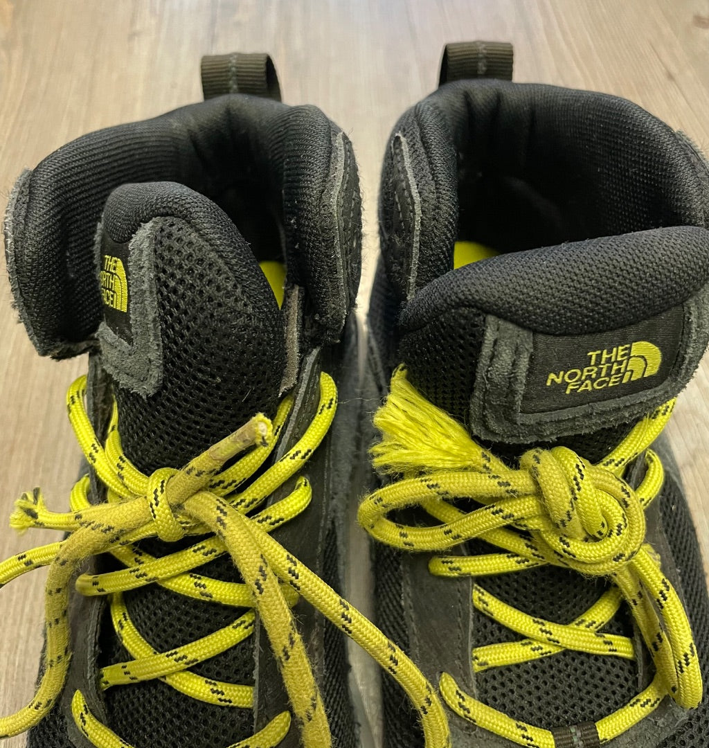 Black,Yellow Northface Hiking Shoes, 4.5Y