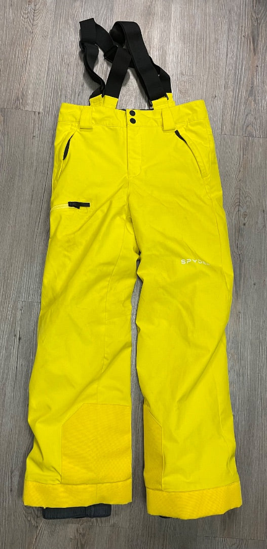 Neon Yellow Spyder Detachable Bib Snow Pants, 14Y
