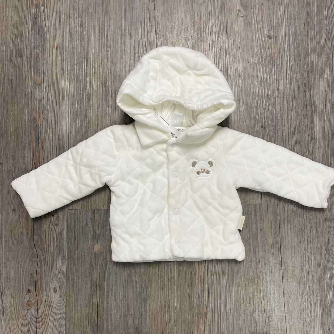 White GRD Baby Quilted Hooded Jacket, 3M
