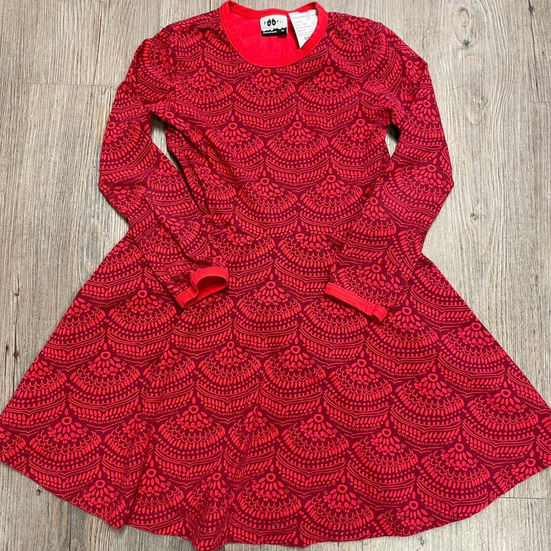 Red Paapii Long Sleeve Dress 5Y