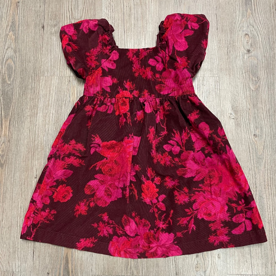 Floral Gap Corduroy Short Sleeve Dress 5Y