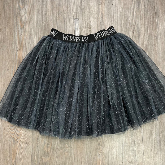 Black Silver Glitter Mad Engine Halloween Skirt, 7-8Y