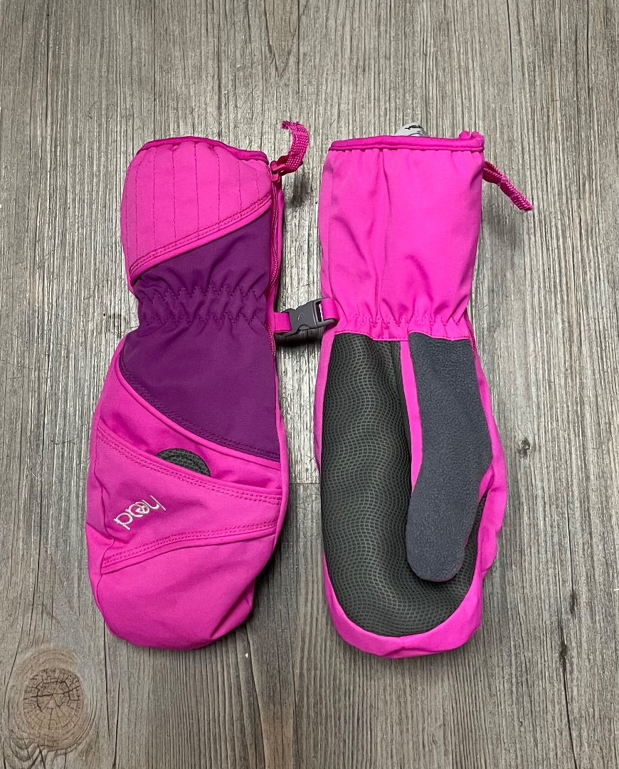 Pink/Purple Head Side Zip Waterproof Ski Mitten, 8-10Y