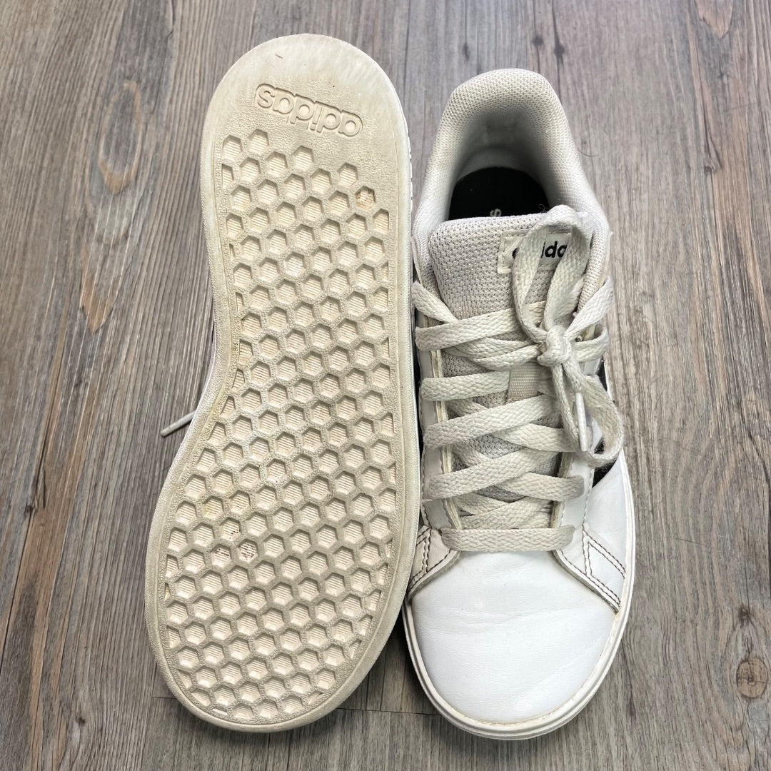 White Adidas Lace Up Sneaker, 4.5Y