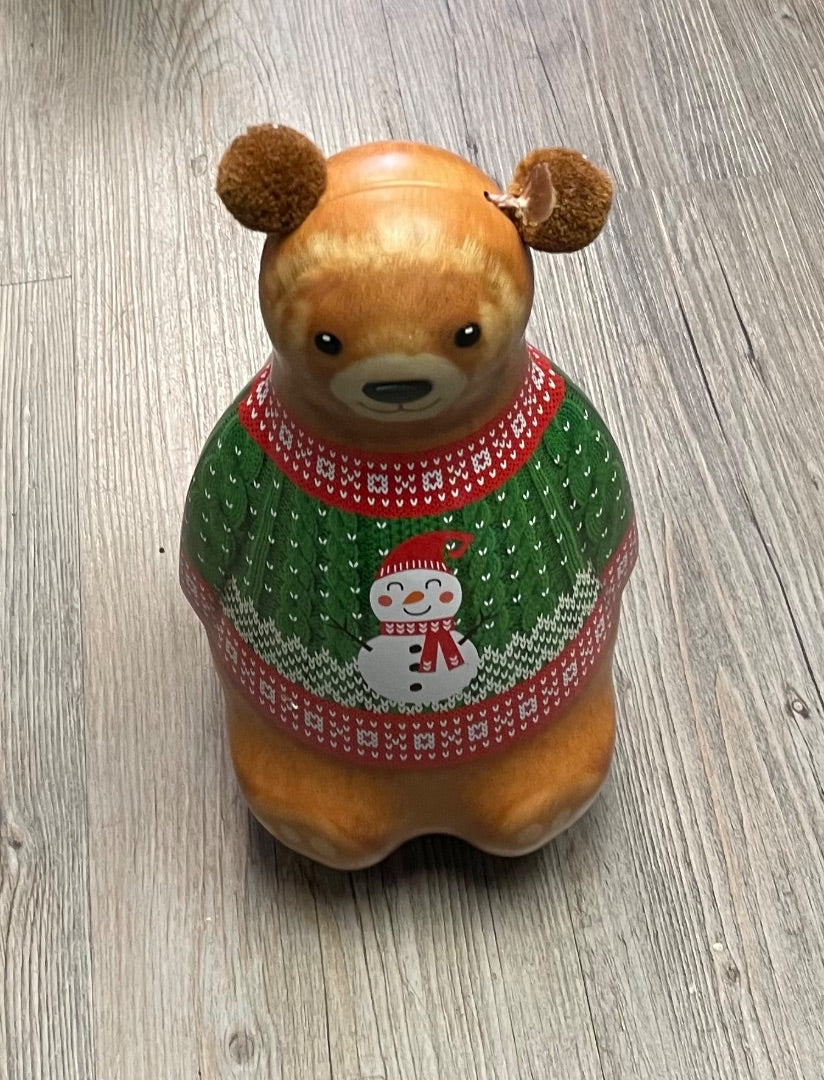 Brown  Tin Holiday Bear Tin