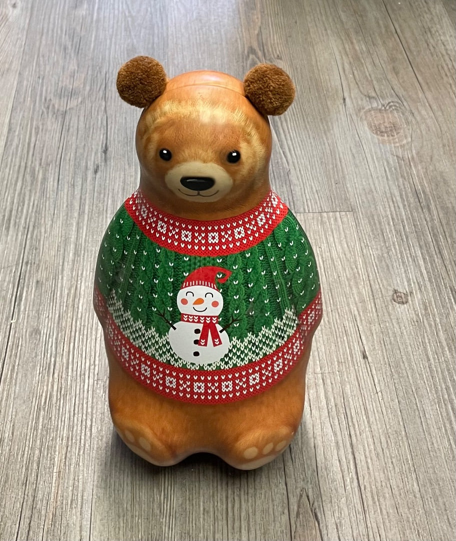 Brown  Tin Holiday Bear Tin