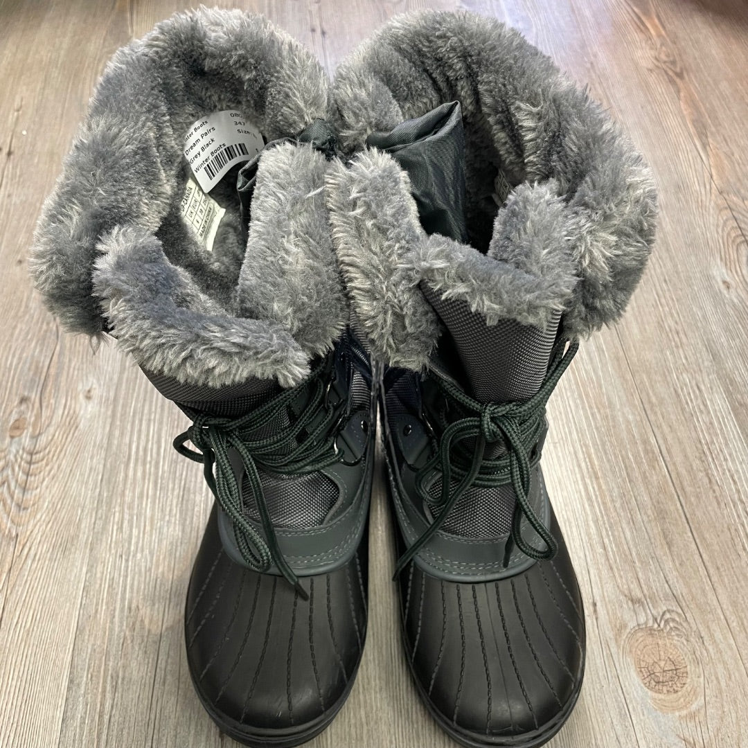 Grey Black Dream Pairs Winter Boots, 8Y