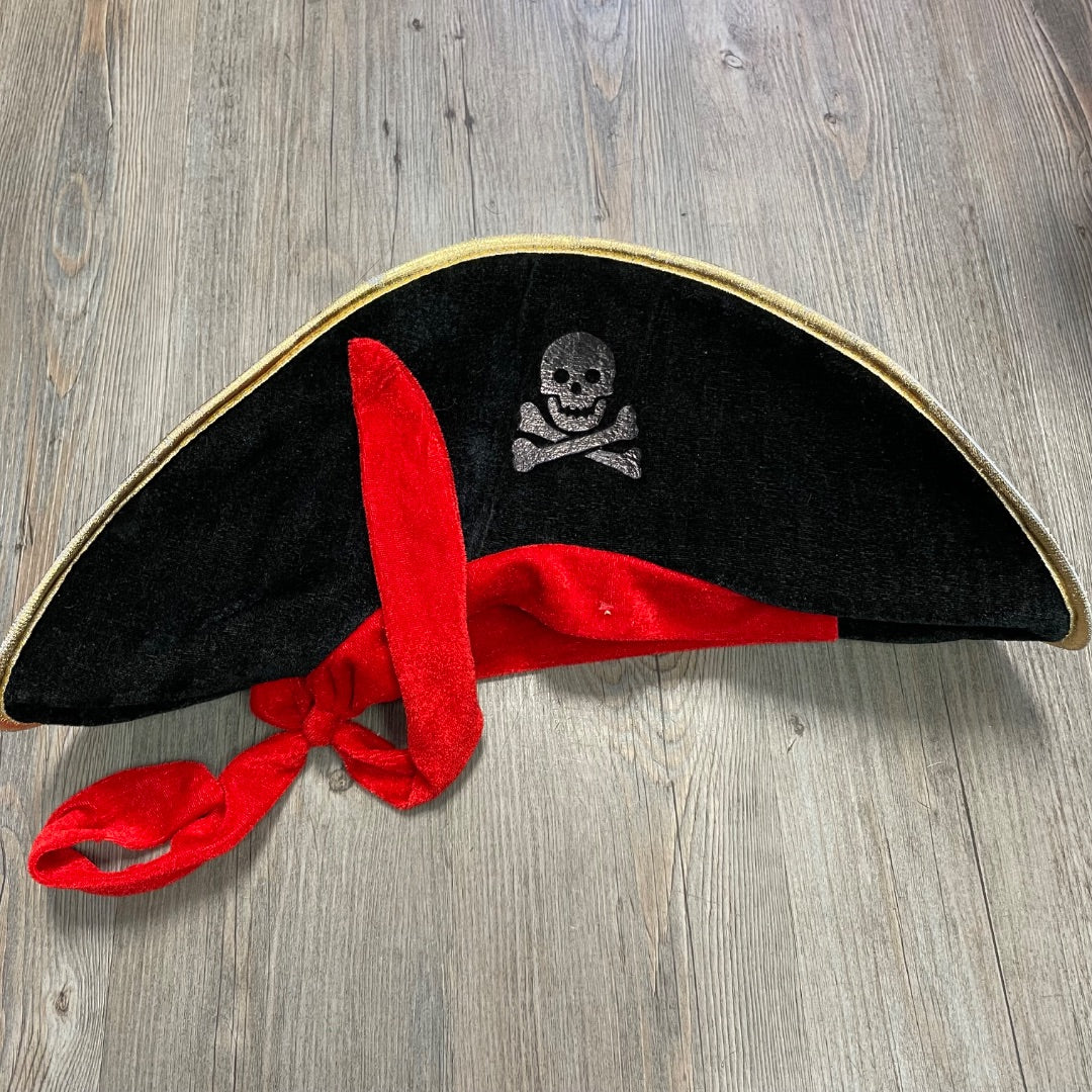Black Red  Pirate Hat, Pre-owned