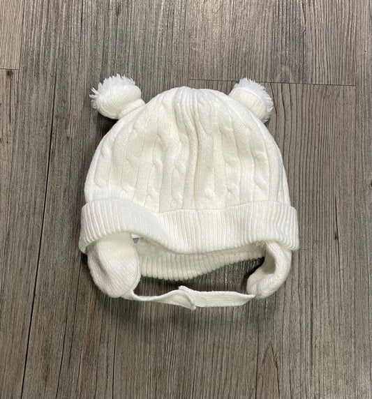 White Gap Baby Sherpa Lined Cable Knit Bear Beanie, 12-18M