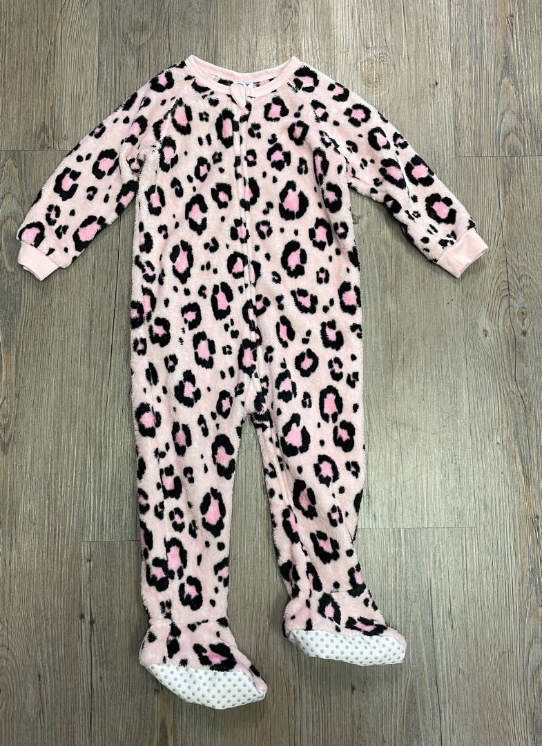 Pink Leopard Childrens Place Fuzzy PJ Onesie, 18-24M