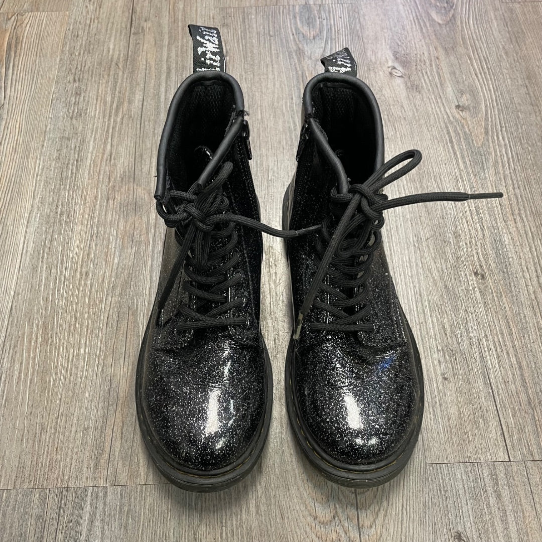 Glitter Black Dr Martens Side Zip Fall Boots, 3Y