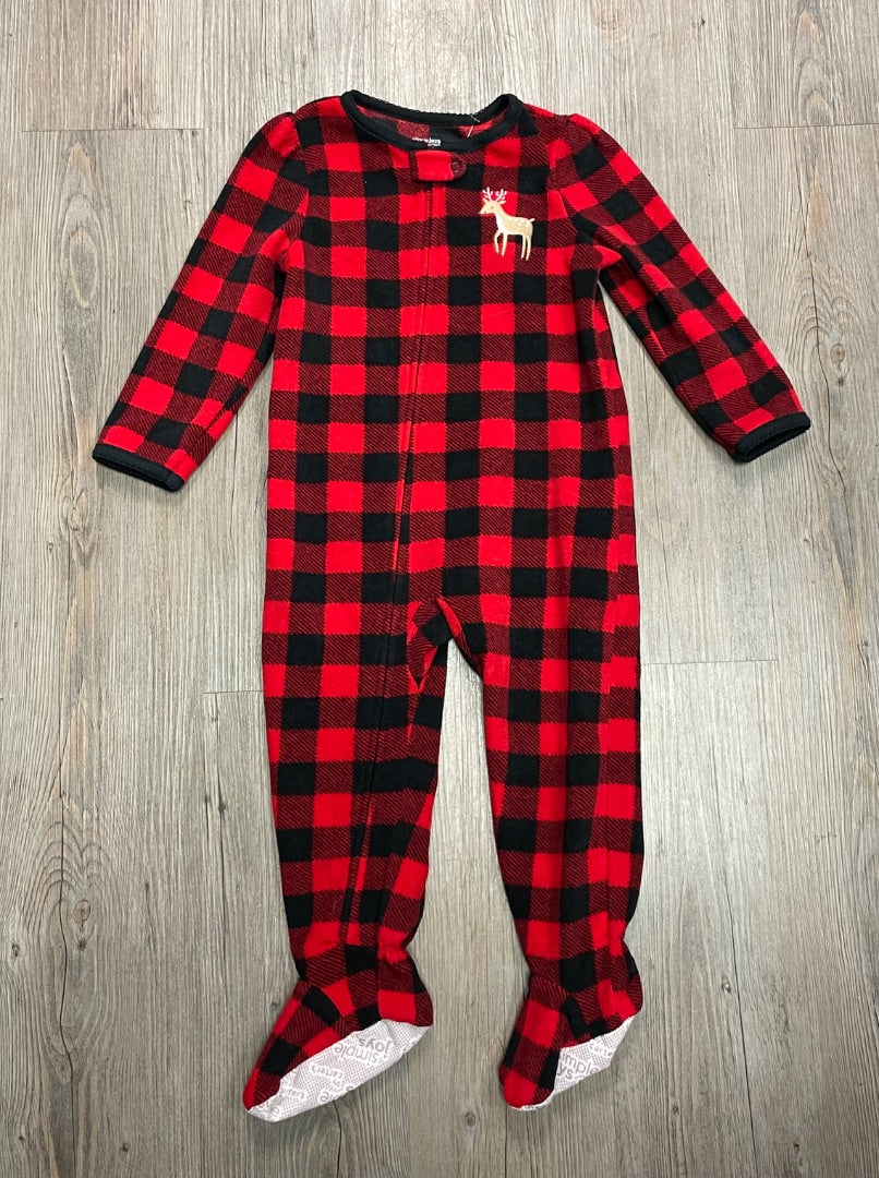 Bufallo Plaid Carters Fleece PJ Onesie, 24M