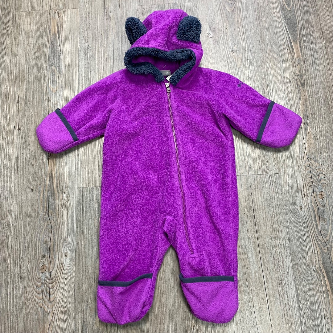 Pink Columbia Fleece Hooded Onesie, 3-6M