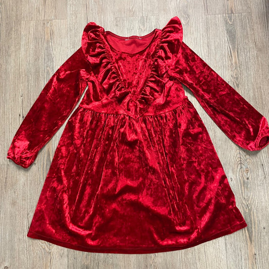 Red  Crushed Velvet long, 6-7Y