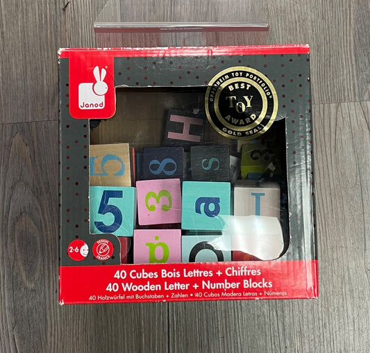 Multi Colour Janod Wooden Letter + Number, 2-6Y