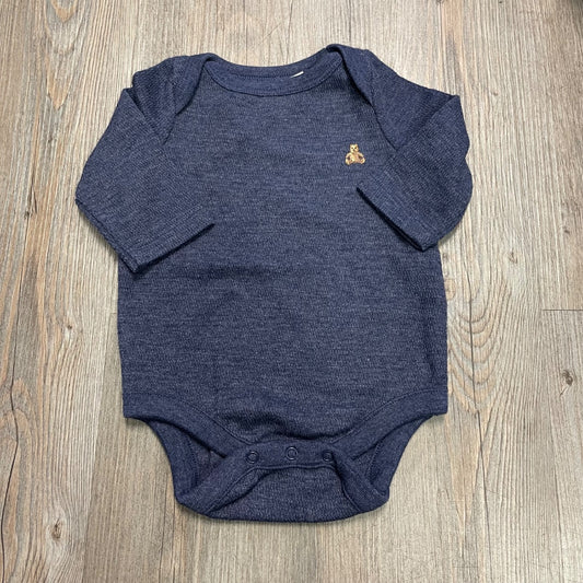Navy Gap Long Sleeve Onesie, 0-3M