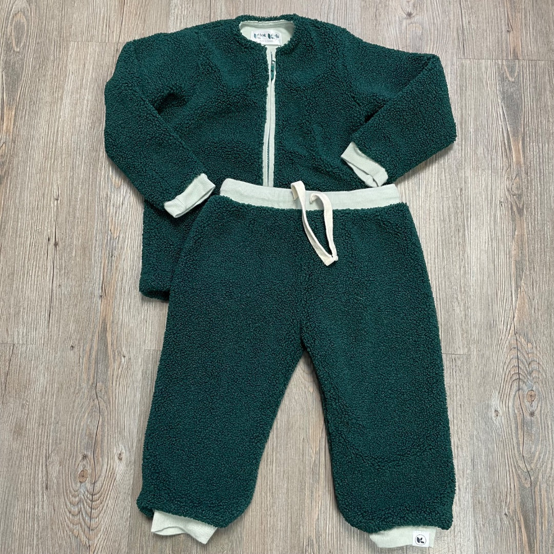 Green Klok Kids 2PC Sherpa Set, 4-5Y