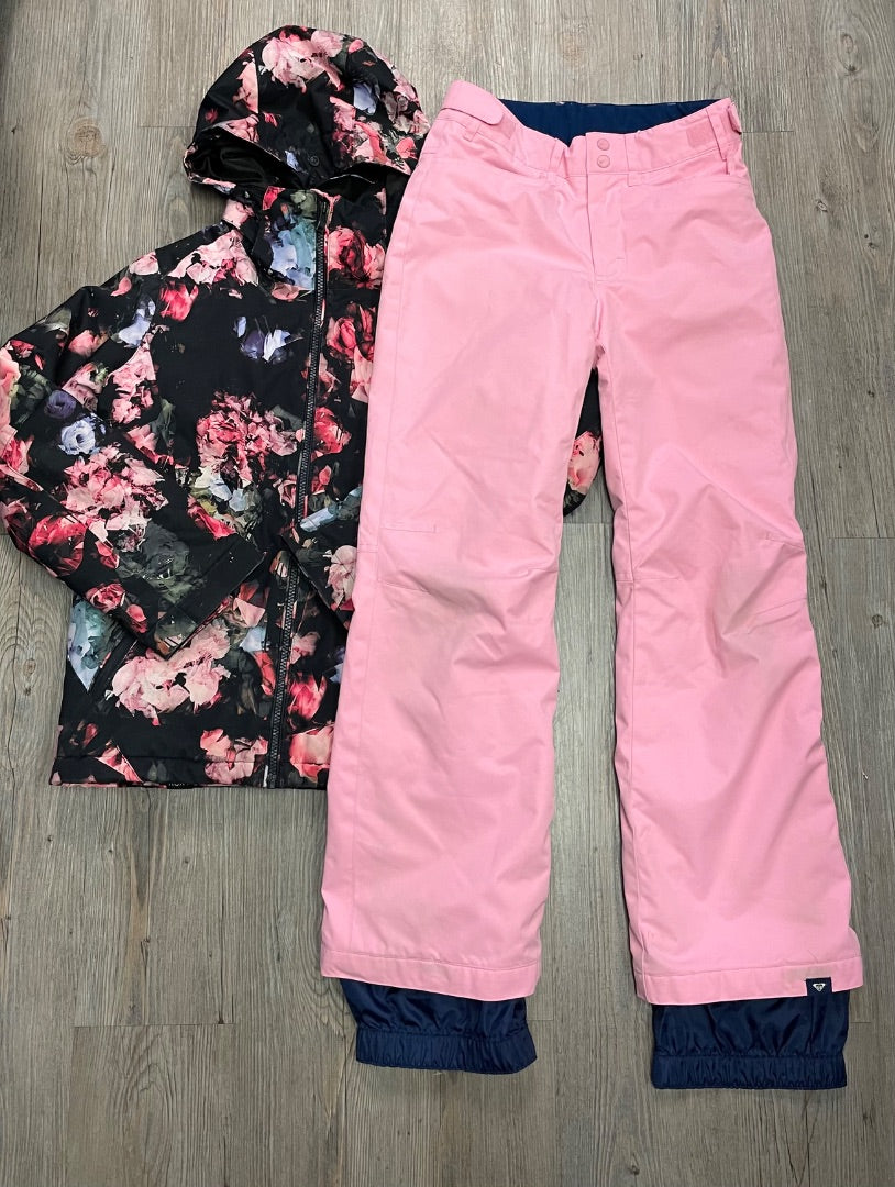 Floral/Pink Roxy 2 pcs Snow Suit Set, Jacket-12Y Pants-14Y