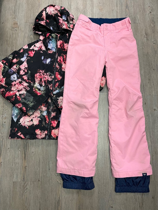 Floral/Pink Roxy 2 pcs Snow Suit Set, Jacket-12Y Pants-14Y