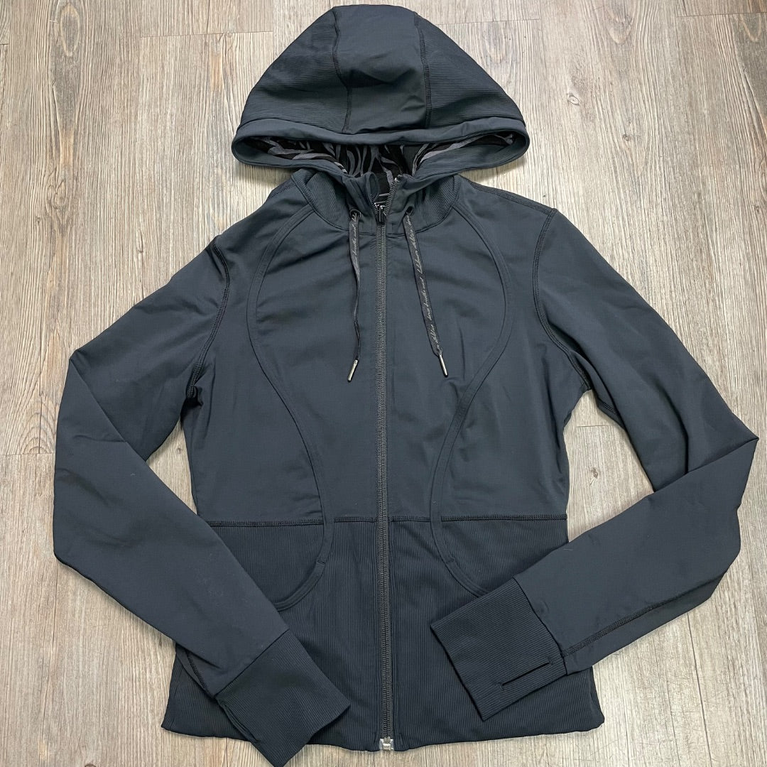 Black Lululemon Active Zip Hooded Jacket, Adult