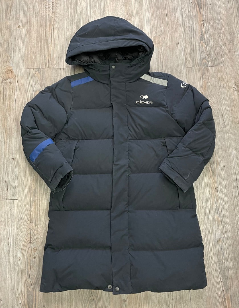 Black Eider Down Winter Coat, 10-11Y