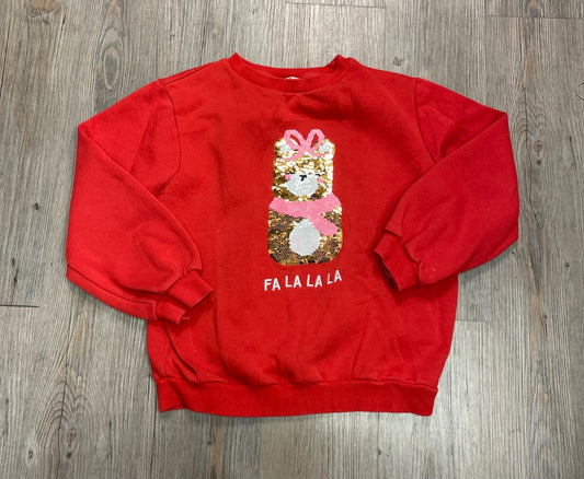 Red H&M Sequins Falalala Sweatshirt LS, 8-10Y