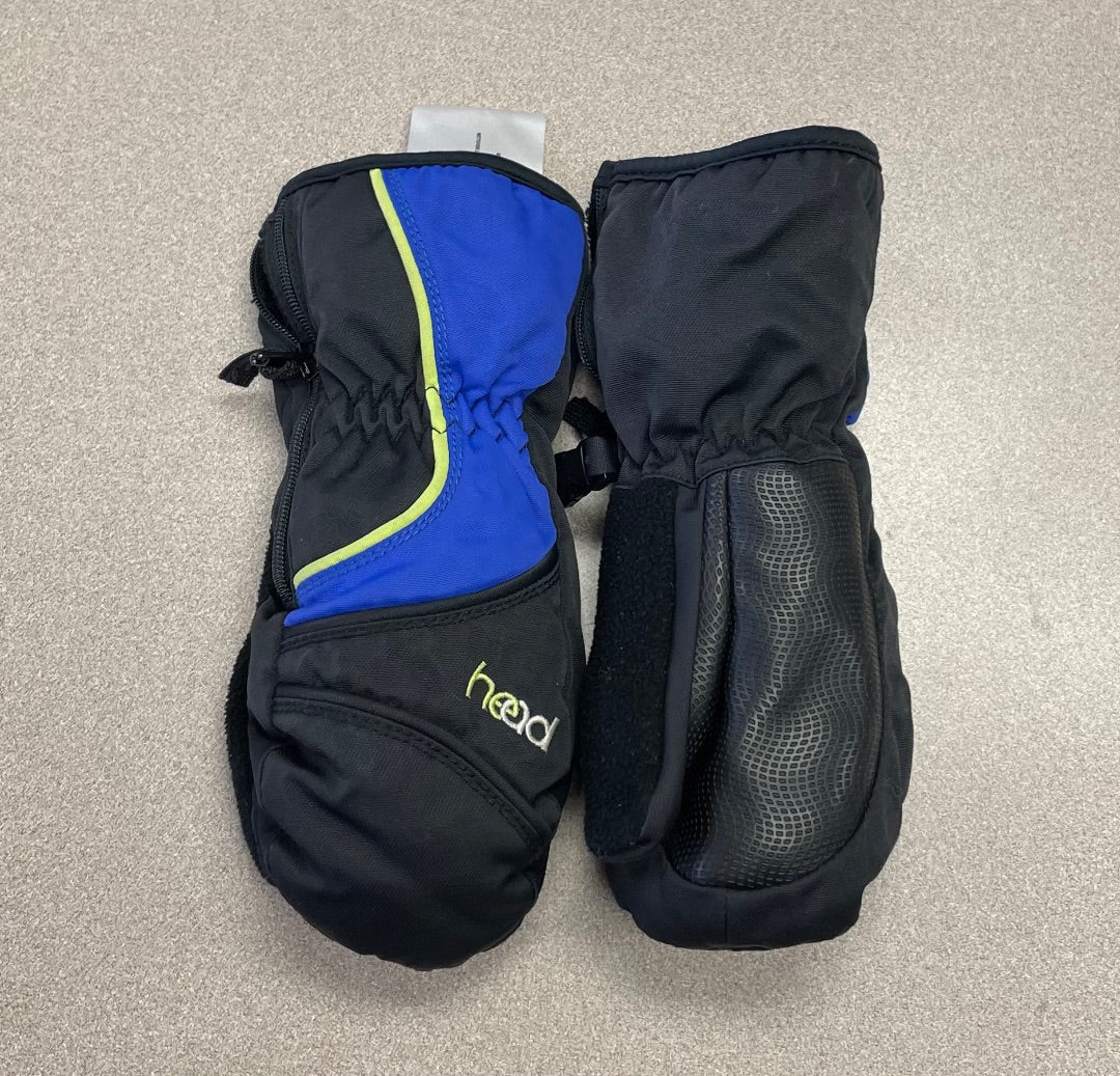 Black ,Blue Head Winter Mitts Side Zipper, 4-6Y