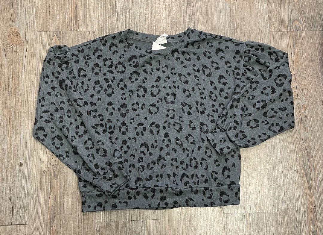 Leopard Grey Gap Pullover Top, 8Y