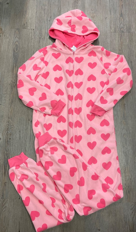 Pink Childrens Place Hooded Fleece PJ Onesie, 14Y