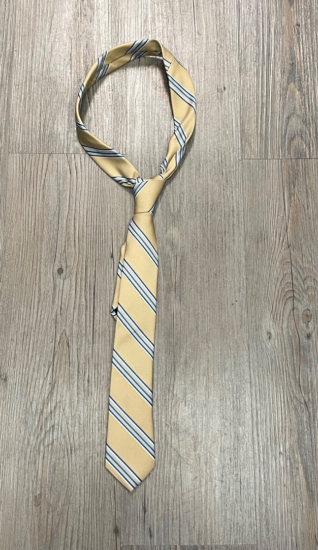 Beige Blue Striped Giovanolli Neck Tie, 14Y