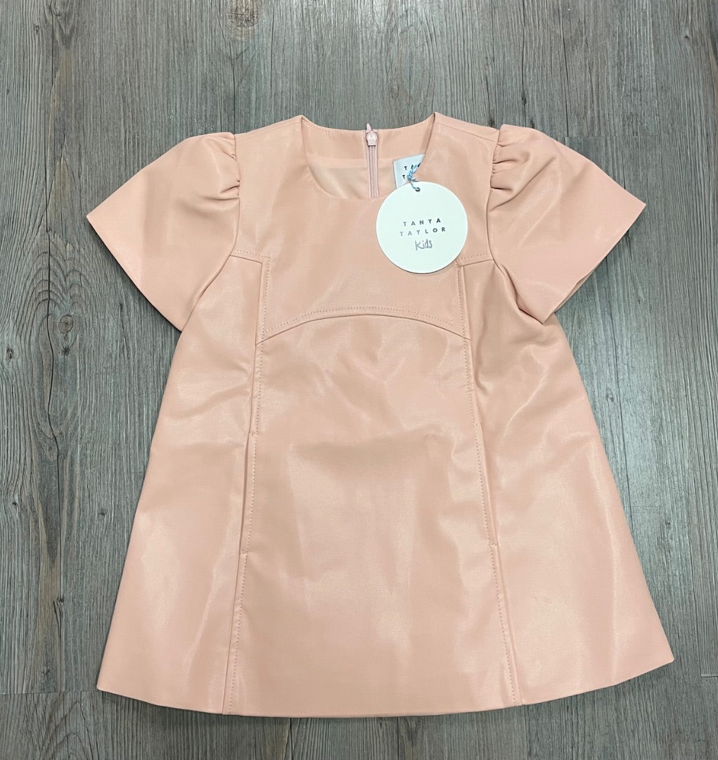 Pale Peach Tanya Taylor Pleather Dress, 4-5Y
