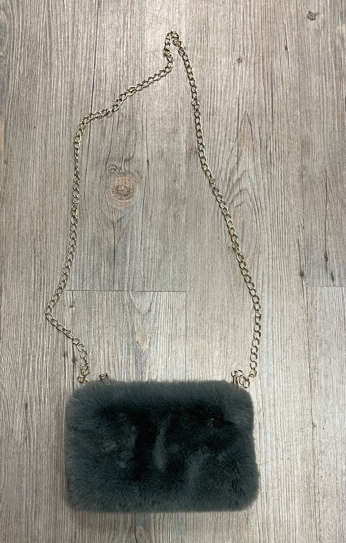Dark Gray Fuzzy Shoulder Bag