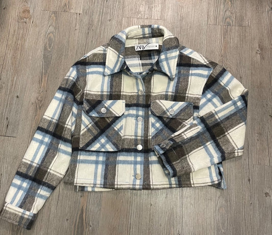 Plaid,Blue Grey Zara Wool Blend Shacket, 10Y