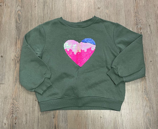 Green H&M Sequins Heart Pullover Top, 6-8Y