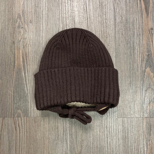 Coffee CaliKids Lined Knit Pom Hat with Tie, 2-5Y